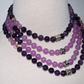 Four Strands Amethyst and Purple Carnelian Necklace - FashionByTeresa